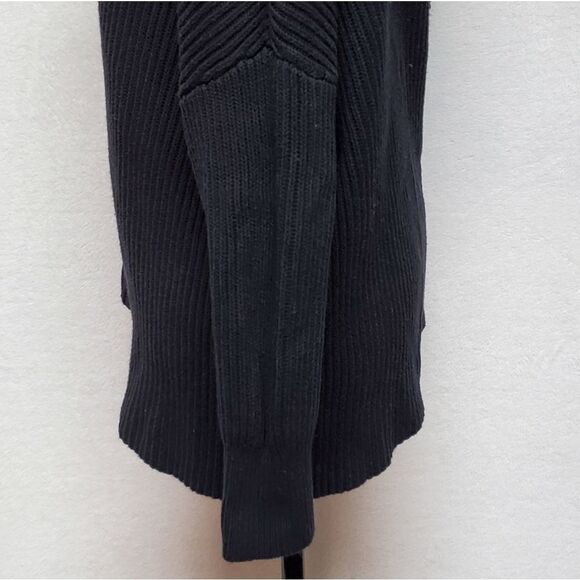 FREE People Downtown Black Dolman Sleeve Asymmetrical Ribbed Knit Sweater Medium - Picture 8 of 14